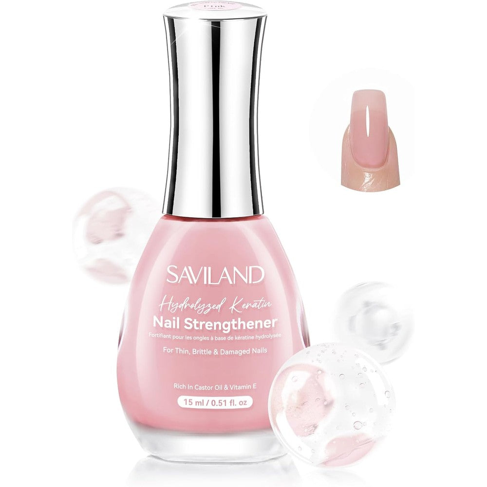 Saviland Nail Strengthener Sheer Pink bottle front view