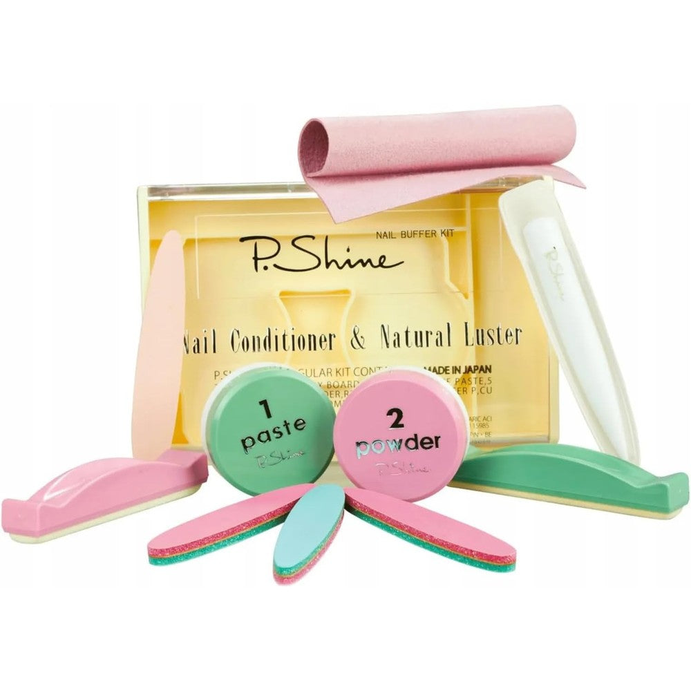 P-Shine Japanese Manicure Kit front view with nail tools