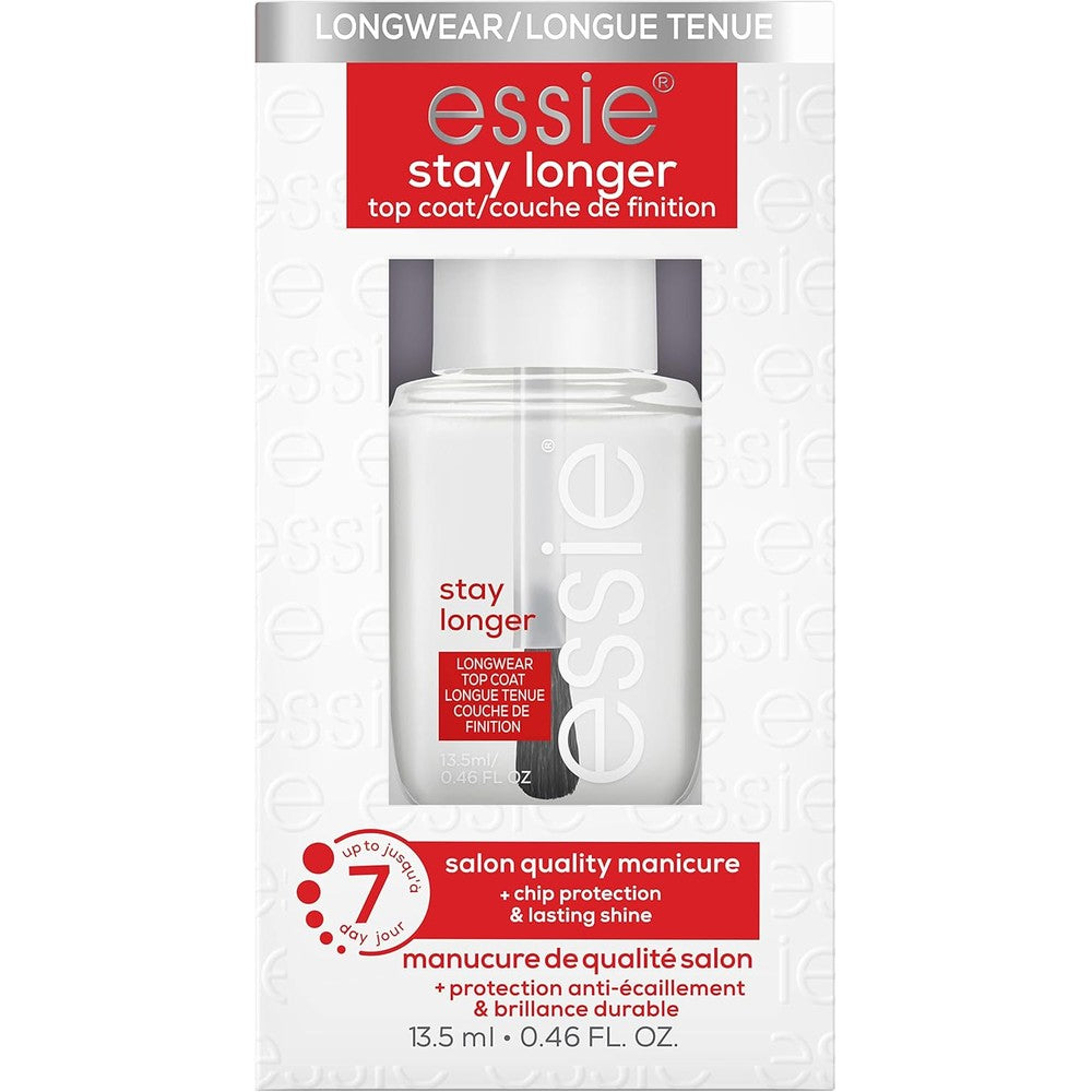 Essie Stay Longer Premium Longwear Top Coat bottle front view