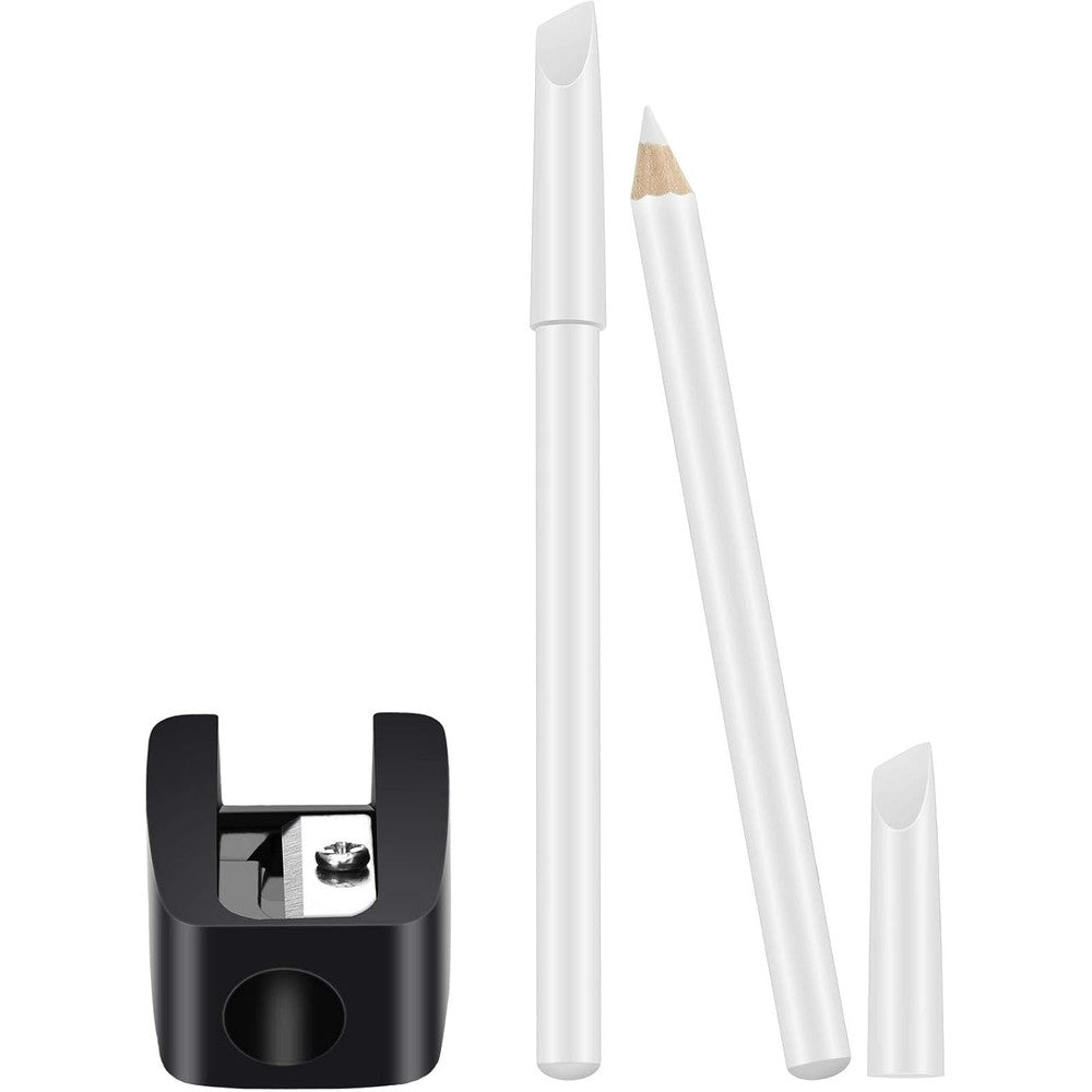 Maitys white nail whitening pencil set with two pencils and a sharpener front view