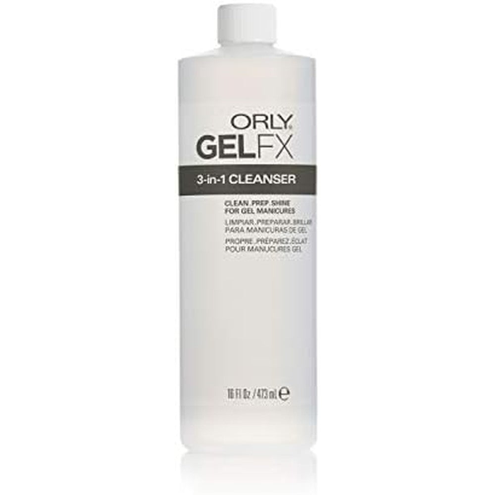 Orly Gel Fx 3 in 1 Cleanser 16 Fluid Ounce front view bottle for professional nail preparation