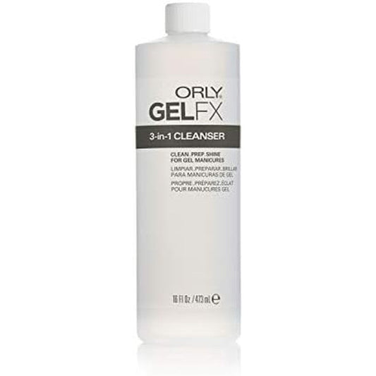 Orly Gel Fx 3 in 1 Cleanser 16 Fluid Ounce front view bottle for professional nail preparation