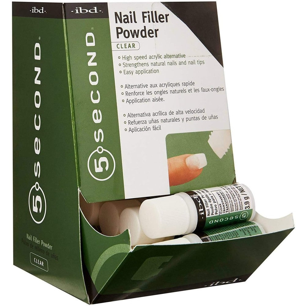 IBD 5 Second Nail Filler Powder front view display box for professional nail repair.