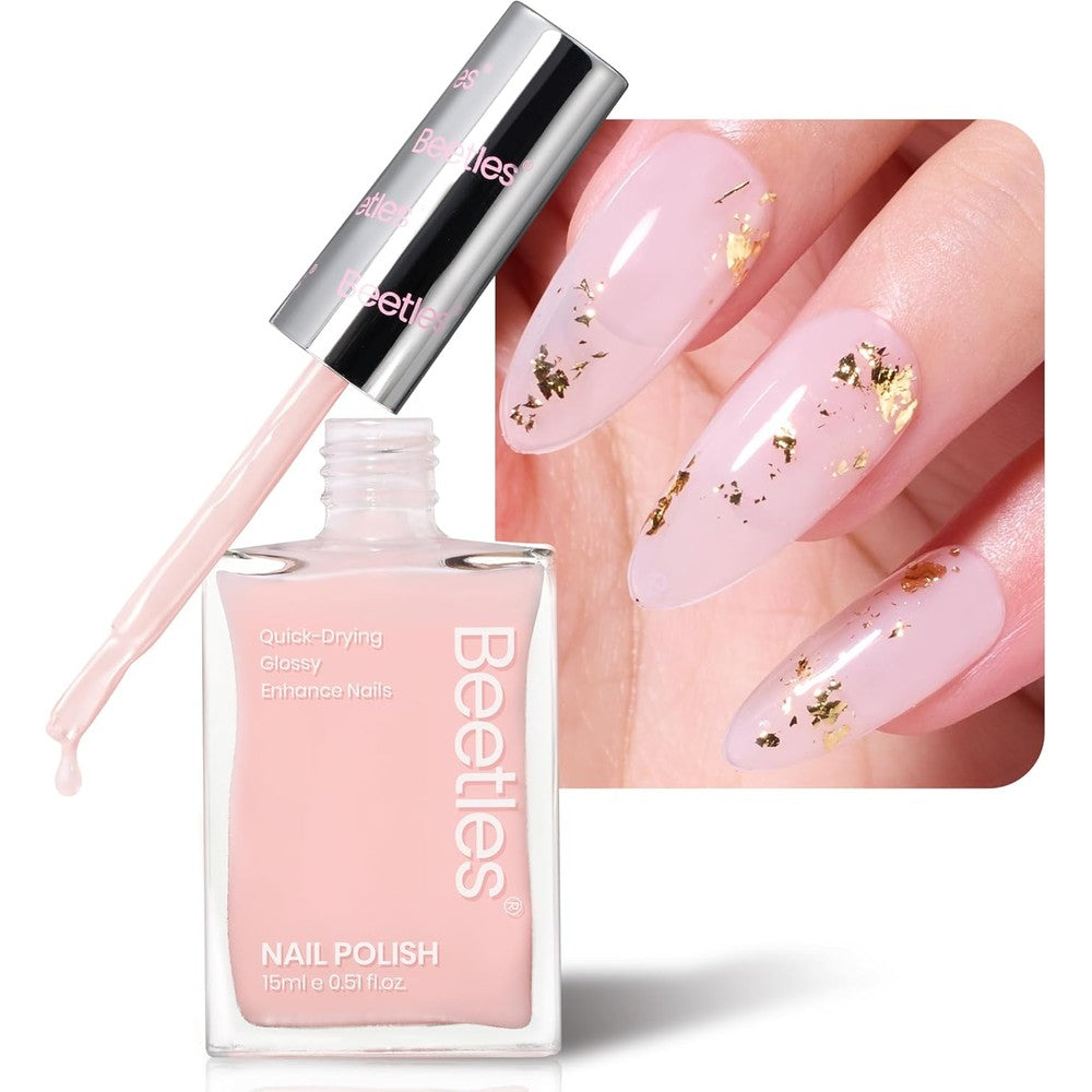 Beetles Gel Polish Nail Concealer front view bottle showing sheer light pink jelly fluid for nail strengthening treatments.