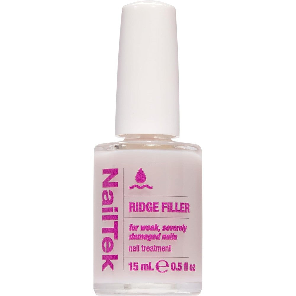 Nail Tek Ridge Filler Formula Four front view of clear base coat bottle for weak nails