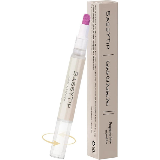 Sassytip ceramic cuticle pusher and oil pen front view
