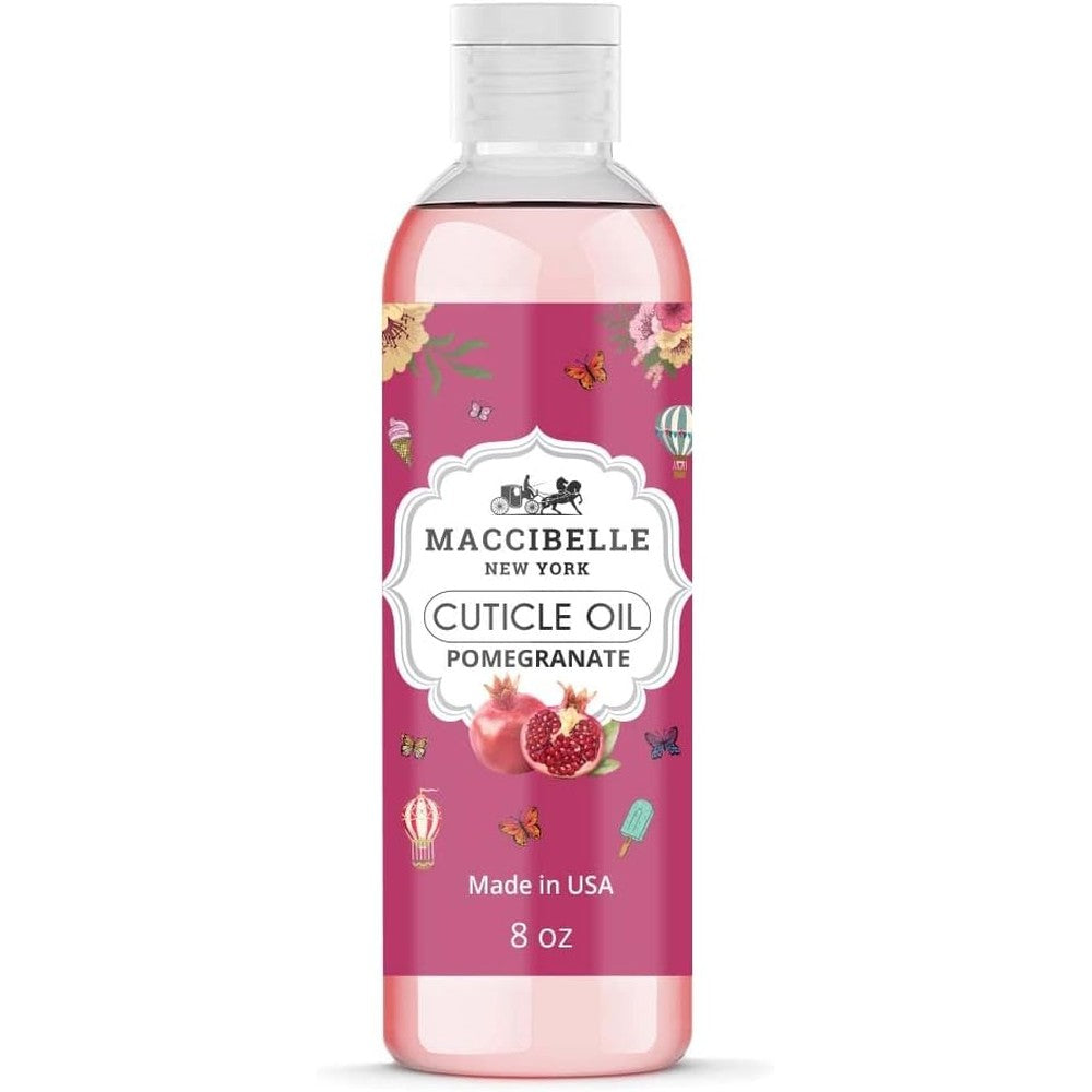 Maccibelle Cuticle Oil Pomegranate 8 Fluid Ounce refill bottle front view