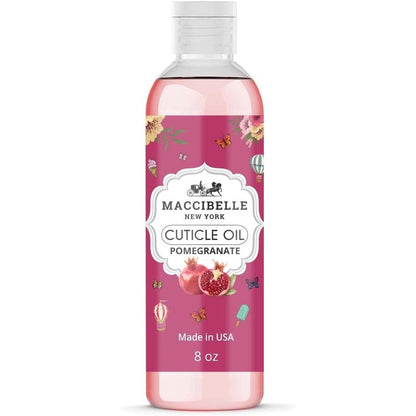 Maccibelle Cuticle Oil Pomegranate 8 Fluid Ounce refill bottle front view
