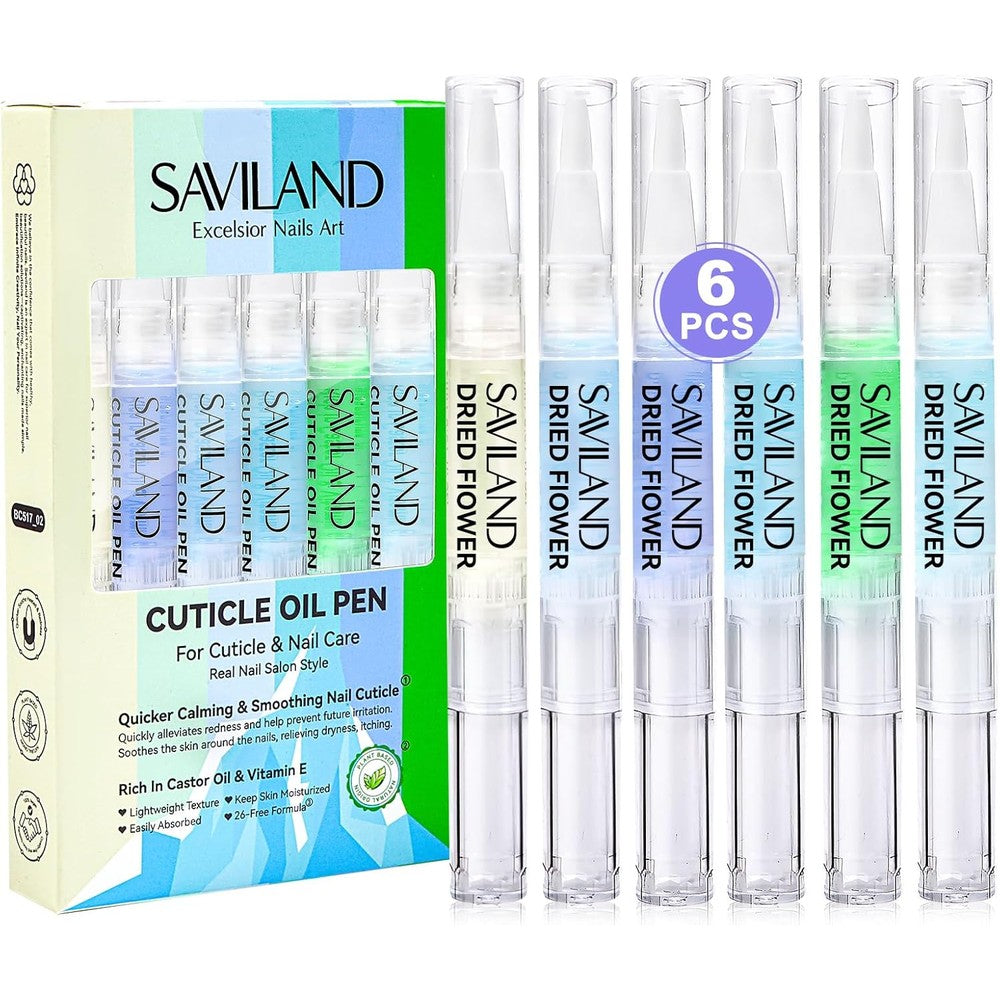 Saviland Soothing Cuticle Oil Pen 6 Piece Set front view