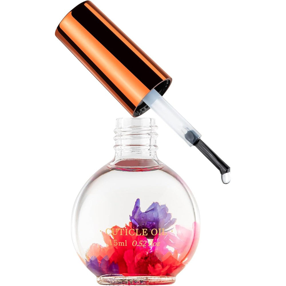 Jiasheng scented cuticle oil bottle with real flowers front view
