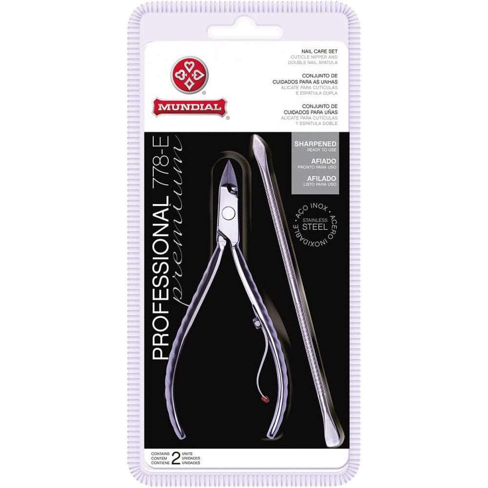 Mundial Professional 778-E cuticle nipper and pusher set front view