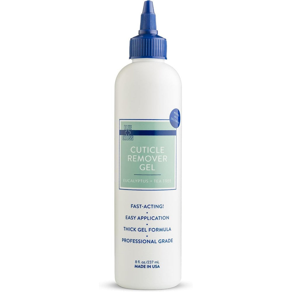 Blue Cross Cuticle Remover Eucalyptus and Tea Tree 8 fluid ounce bottle front view