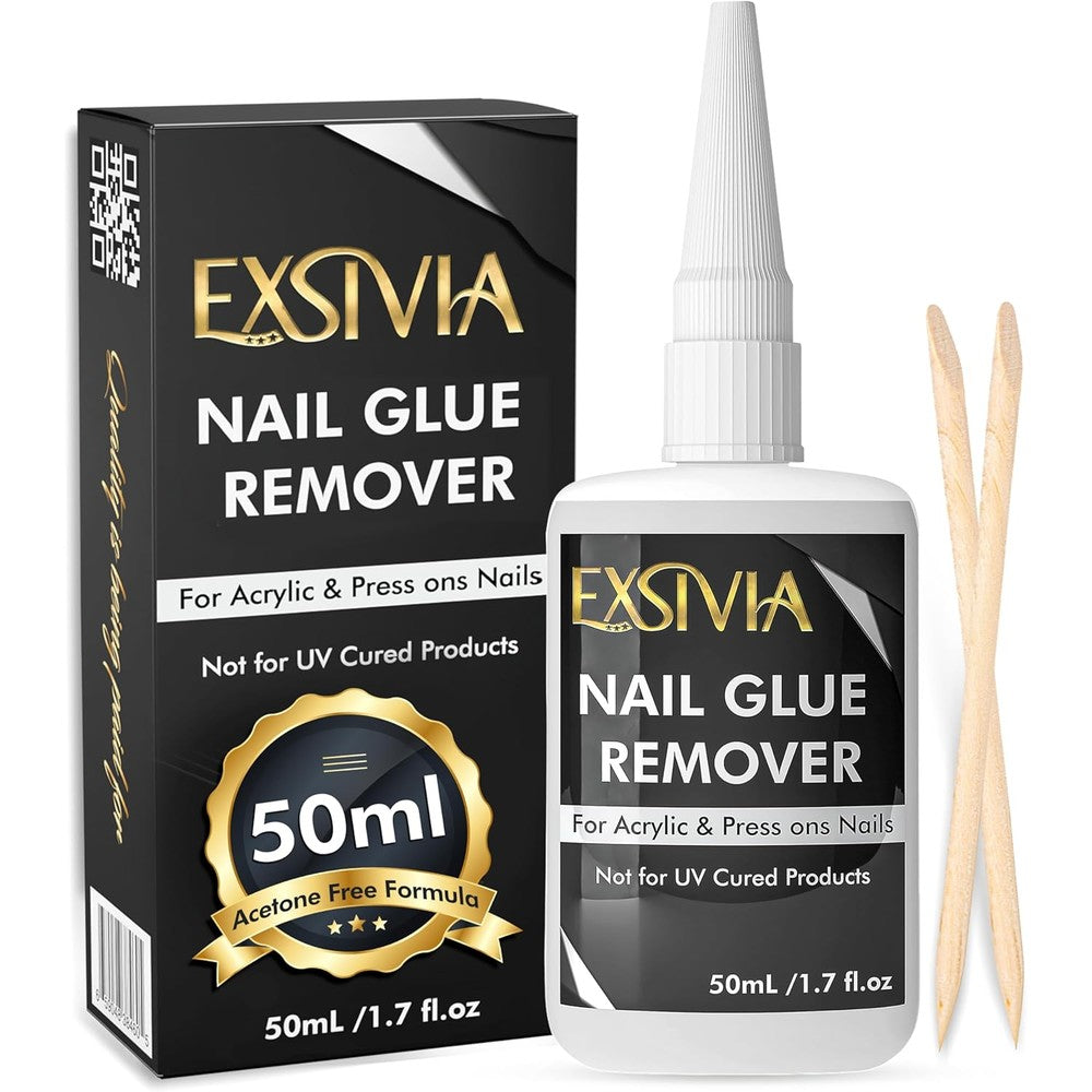 Exsivia Nail Glue Remover 50ml bottle front view for press on nails