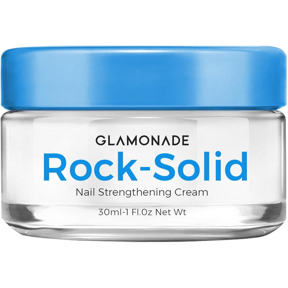 Glamonade Rock-Solid Nail Strengthening Cream 30ml jar front view for damaged nails