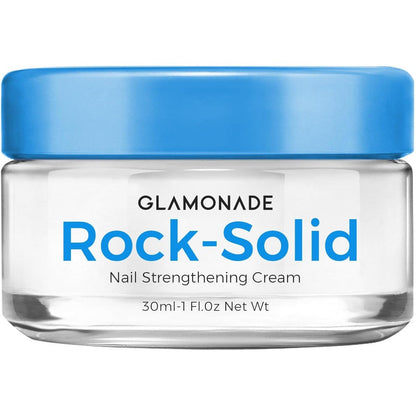 Glamonade Rock-Solid Nail Strengthening Cream 30ml jar front view for damaged nails