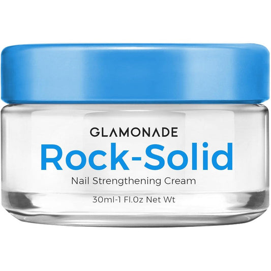Glamonade Rock-Solid Nail Strengthening Cream 30ml jar front view for damaged nails