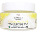 Makes 3 Organics Lemon and Olive Cuticle Balm front view jar