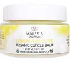 Makes 3 Organics Lemon and Olive Cuticle Balm front view jar