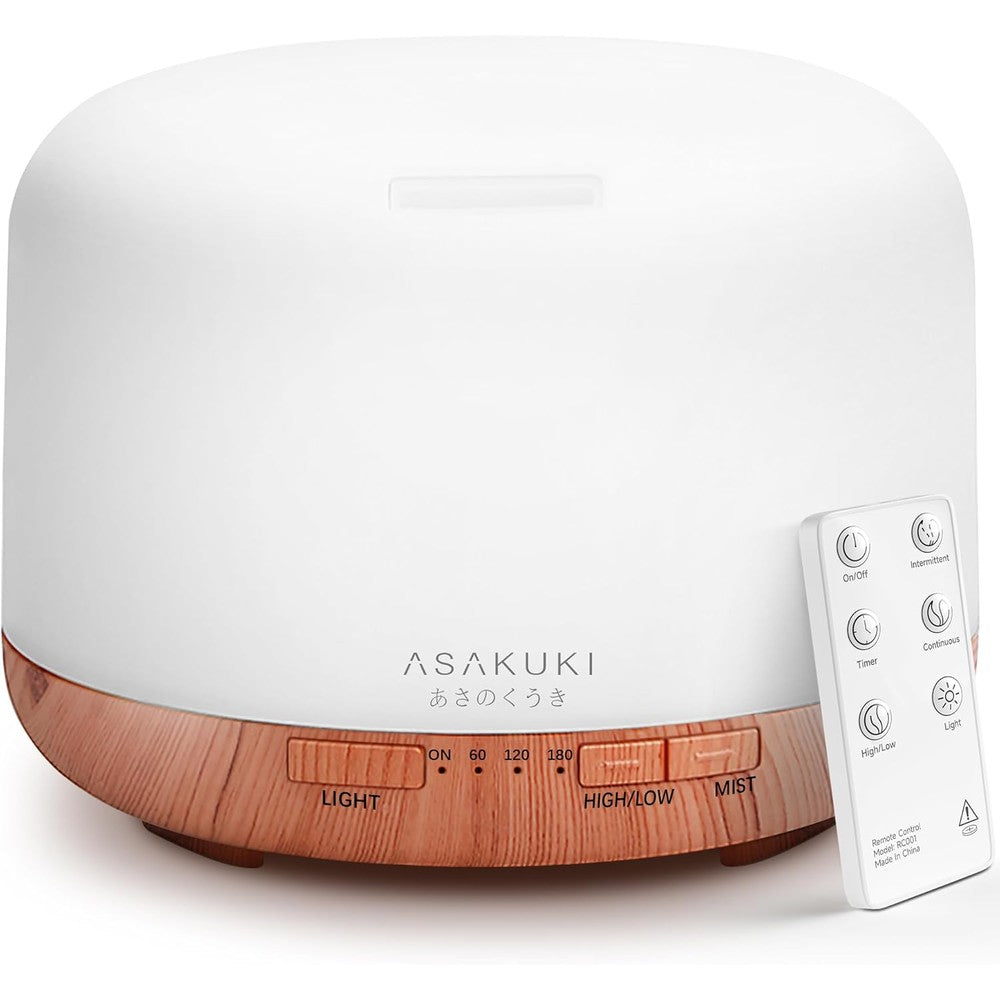 ASAKUKI 500ml Premium Essential Oil Diffuser front view in yellow