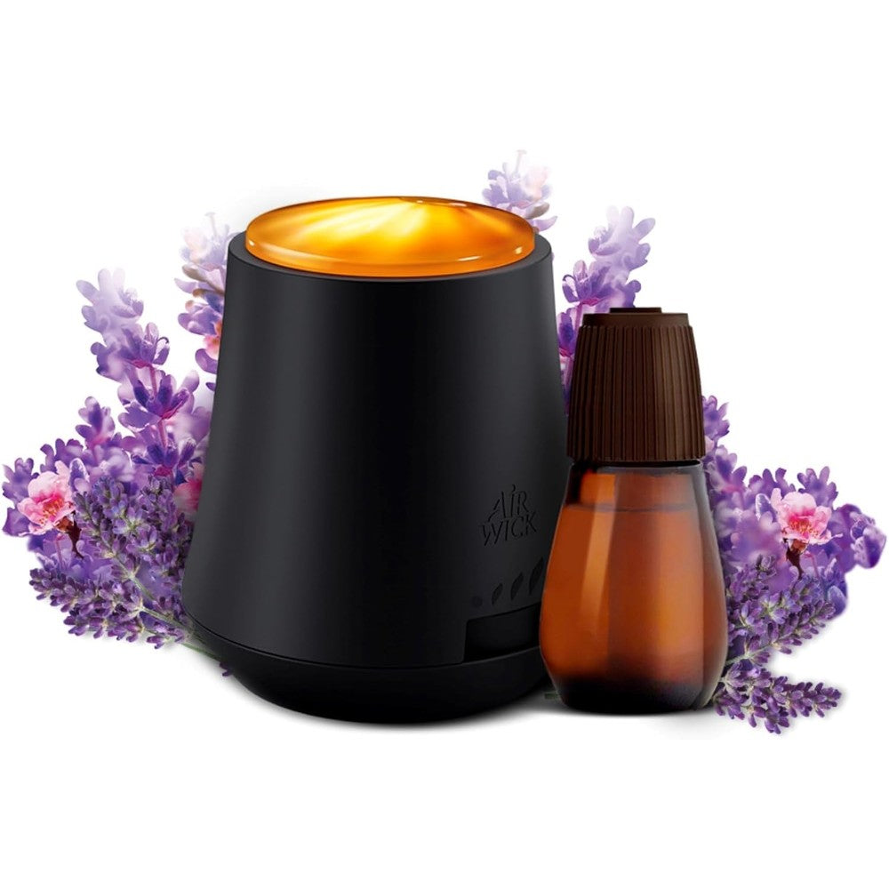 Air Wick Essential Mist Starter Kit front view showing black diffuser and lavender refill