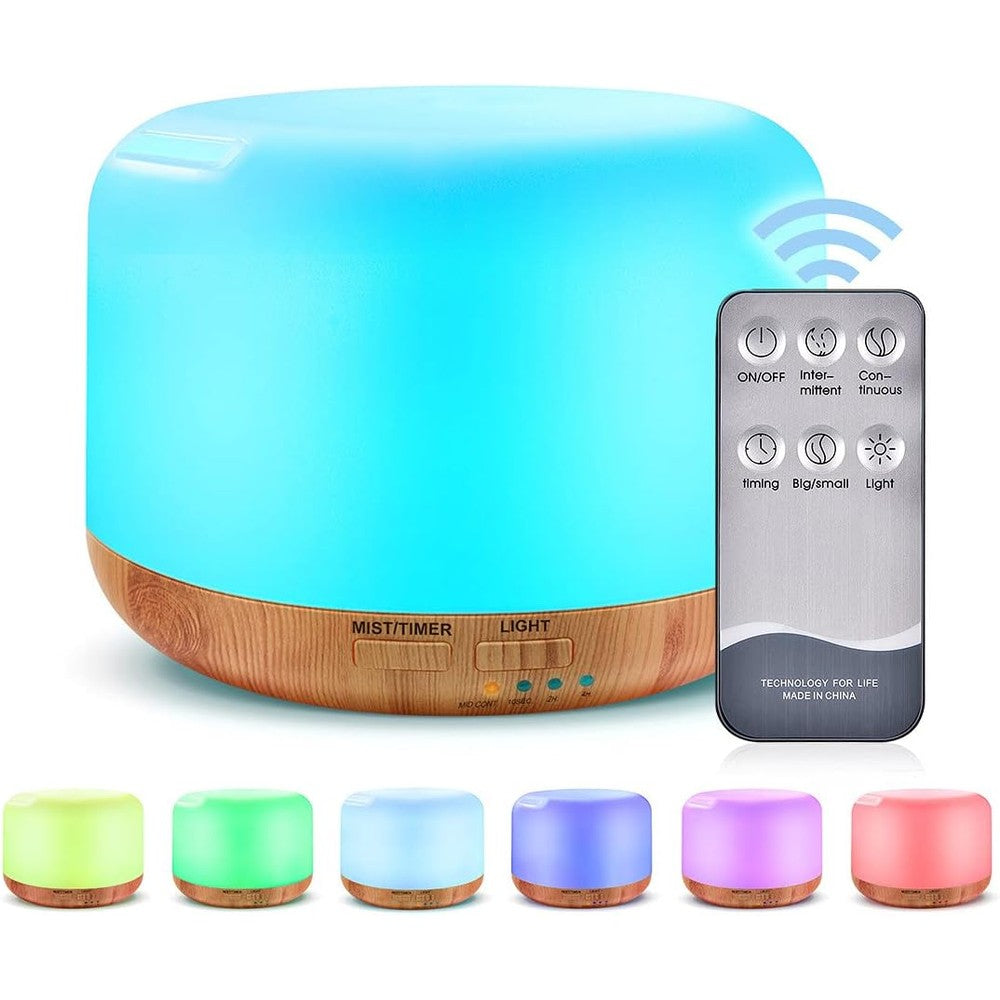 Marchred 300ml Essential Oil Diffuser front view with wood grain base.