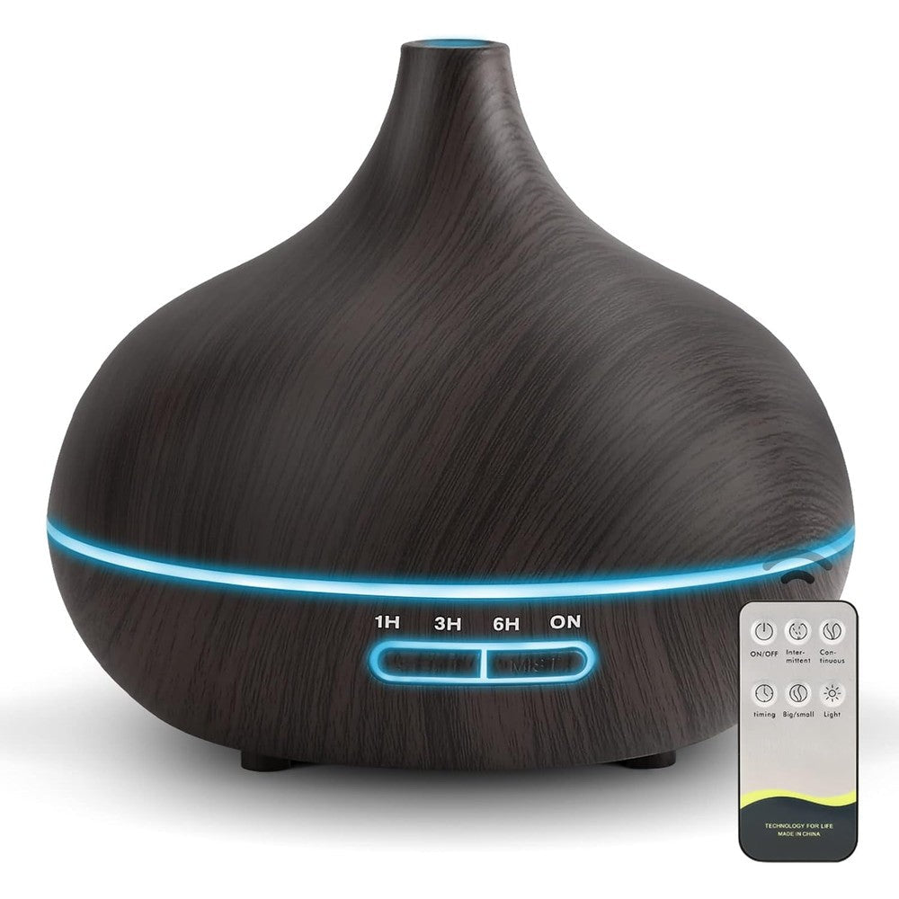 SACATR 550ml aromatherapy diffuser front view dark wood grain