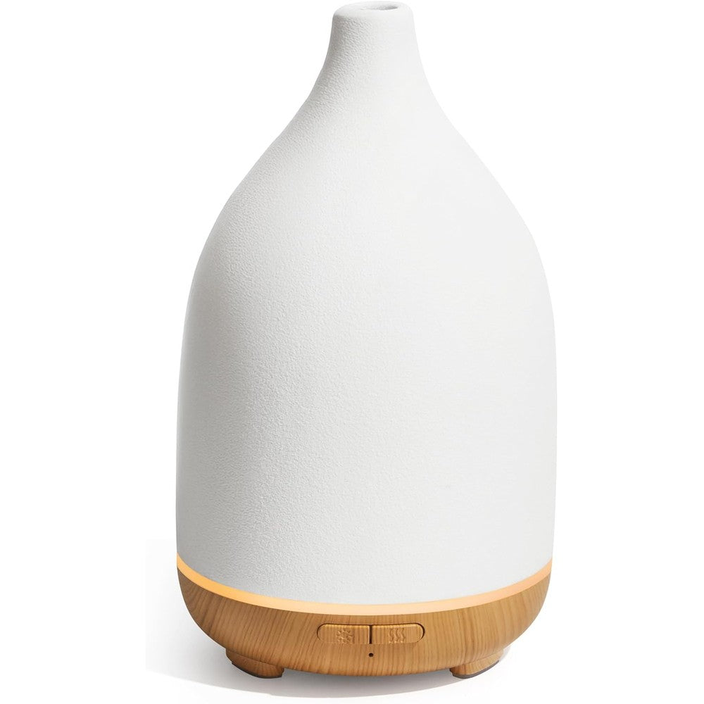 InnoGear 150ml ceramic essential oil diffuser white front view for aromatherapy.