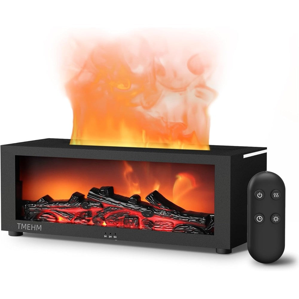 TMEHM Fireplace Flame Air Diffuser Humidifier front view with realistic orange flame effect.