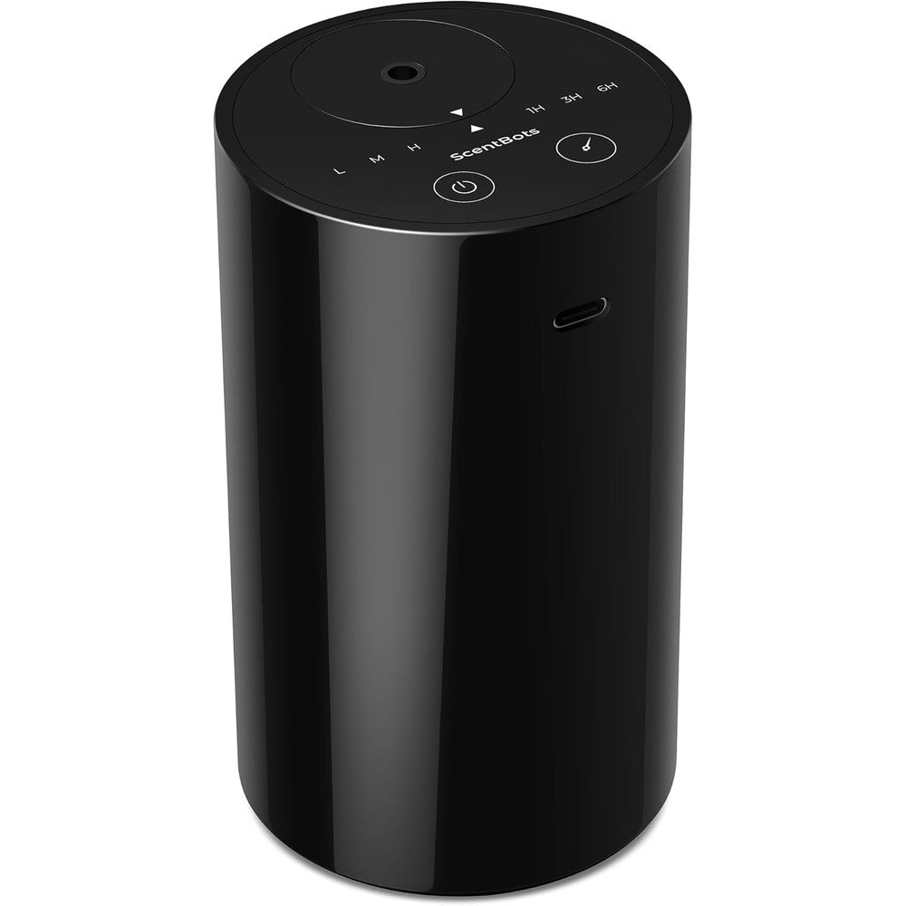 ScentBots Waterless Essential Oil Diffuser in ANZ Black front view for aromatherapy.