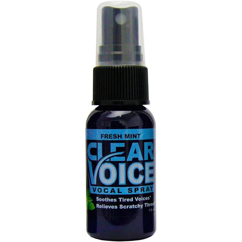 Clear Voice Vocal Spray Fresh Mint 1 Fluid Ounce front view of herbal throat relief for singers.