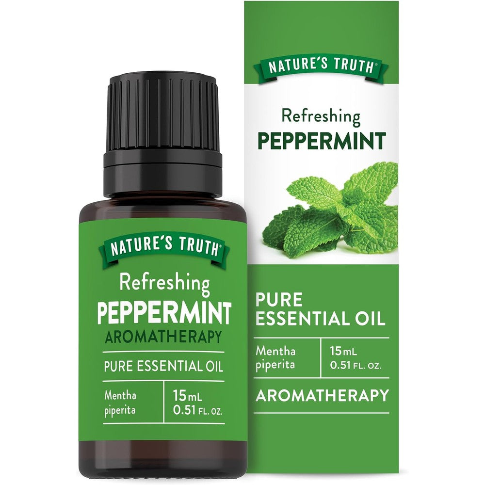 Nature's Truth Peppermint Essential Oil 15 Milliliters front view bottle