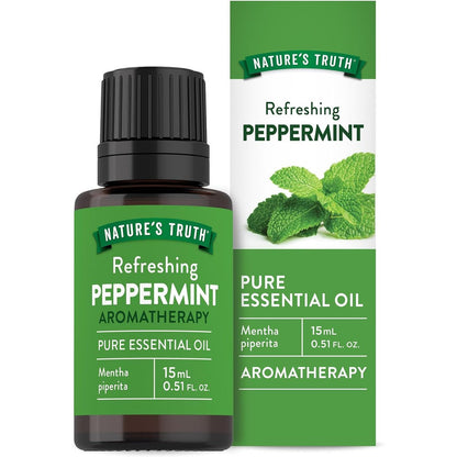 Nature's Truth Peppermint Essential Oil 15 Milliliters front view bottle