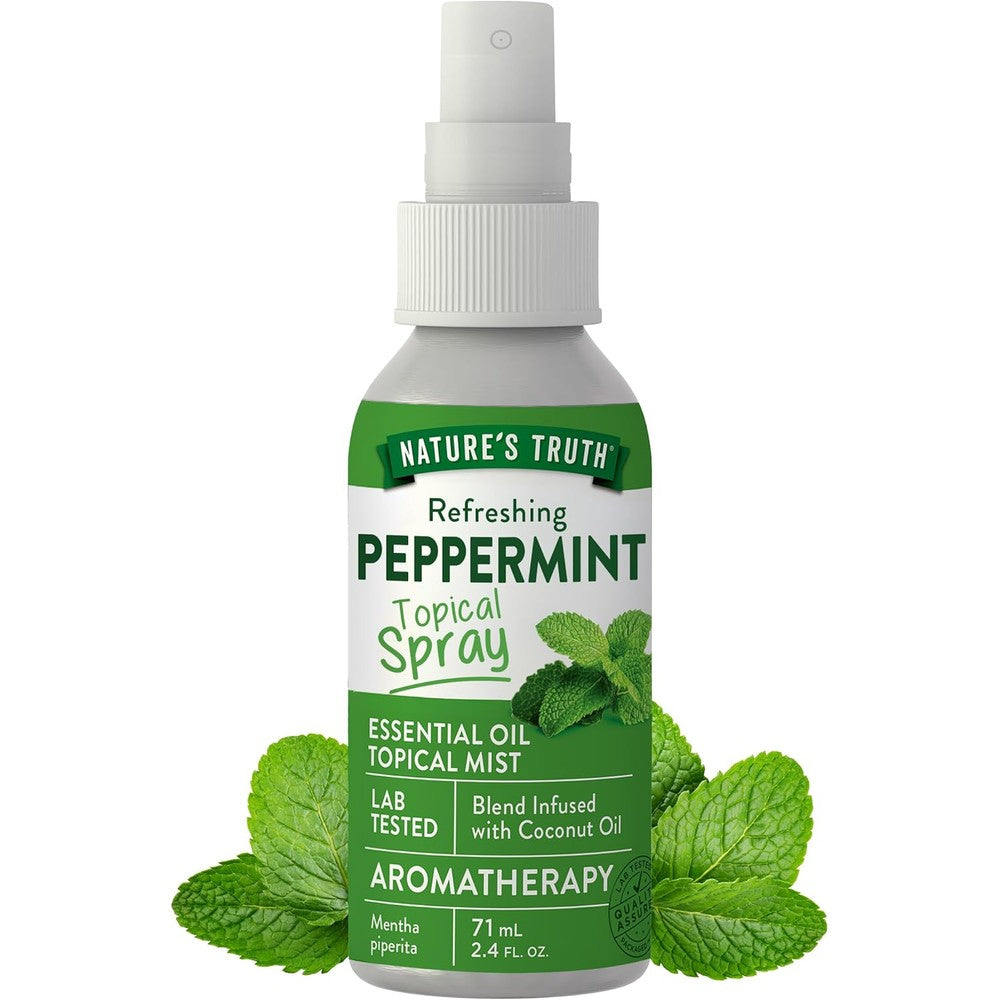 Nature's Truth Peppermint Essential Oil Spray front view for aromatherapy