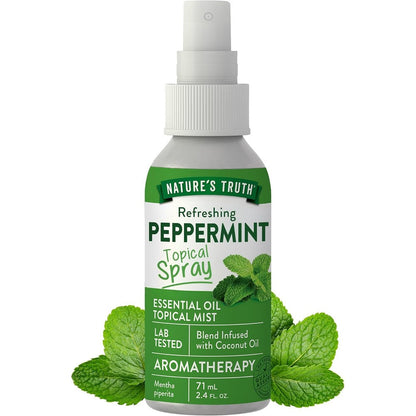 Nature's Truth Peppermint Essential Oil Spray front view for aromatherapy