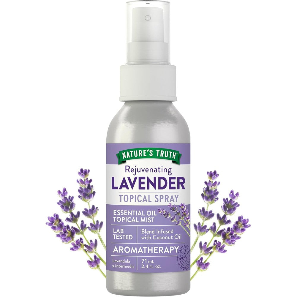 Nature's Truth Lavender Essential Oil Mist Spray front view aromatherapy bottle