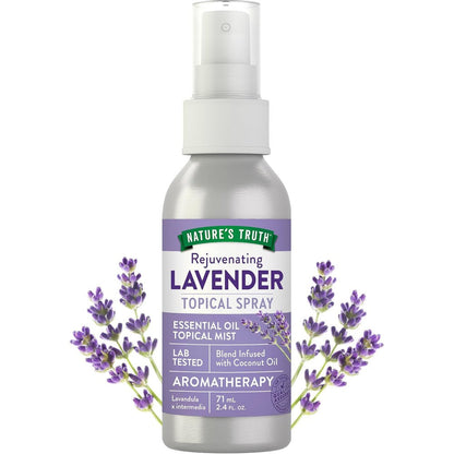 Nature's Truth Lavender Essential Oil Mist Spray front view aromatherapy bottle
