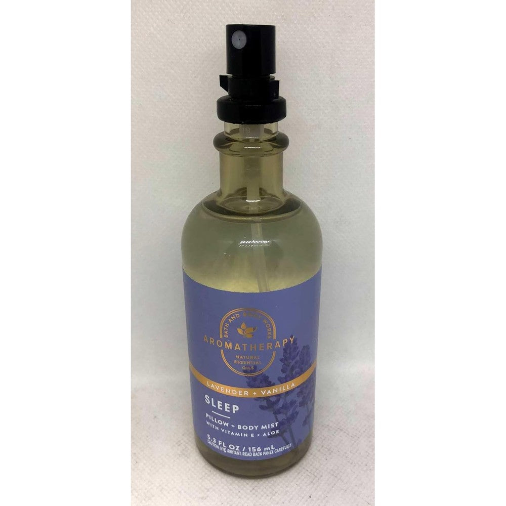 Bath and Body Works Aromatherapy Sleep Lavender Vanilla Pillow Mist front view authentic USA imported skincare.