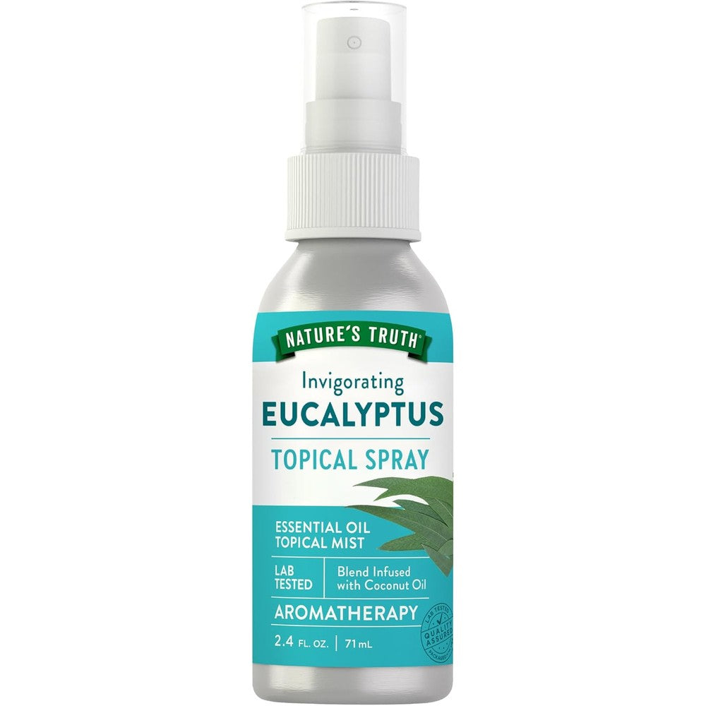 Nature's Truth Eucalyptus Mist Spray 2.4 Fluid Ounce front view pure essential oil