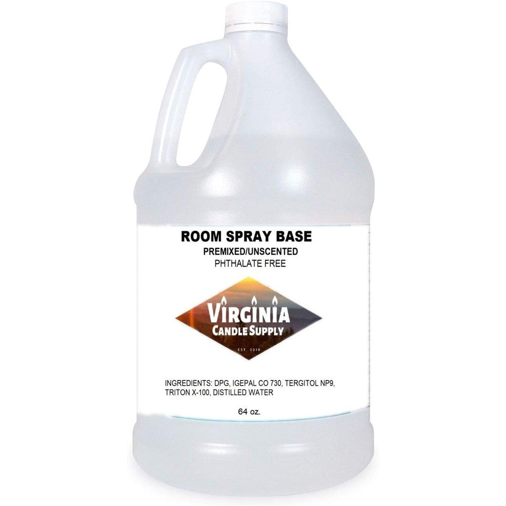 Virginia Candle Supply Unscented Spray Base 64 ounce jug front view for DIY fragrance mixing.