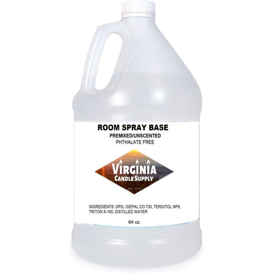 Virginia Candle Supply Unscented Spray Base 64 ounce jug front view for DIY fragrance mixing.