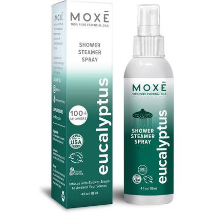 MOXÄ’ Eucalyptus Oil Shower Mist front view natural aromatherapy spray