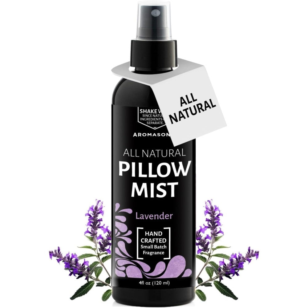 Aromasong Lavender Pillow Spray front view 4 ounce bottle for sleep aromatherapy.
