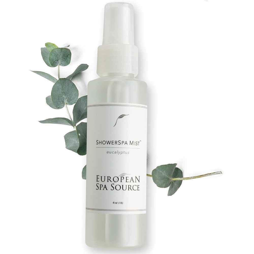European Spa Source Eucalyptus ShowerSpa Mist Spray 4 Fluid Ounce front view for sinus relief.