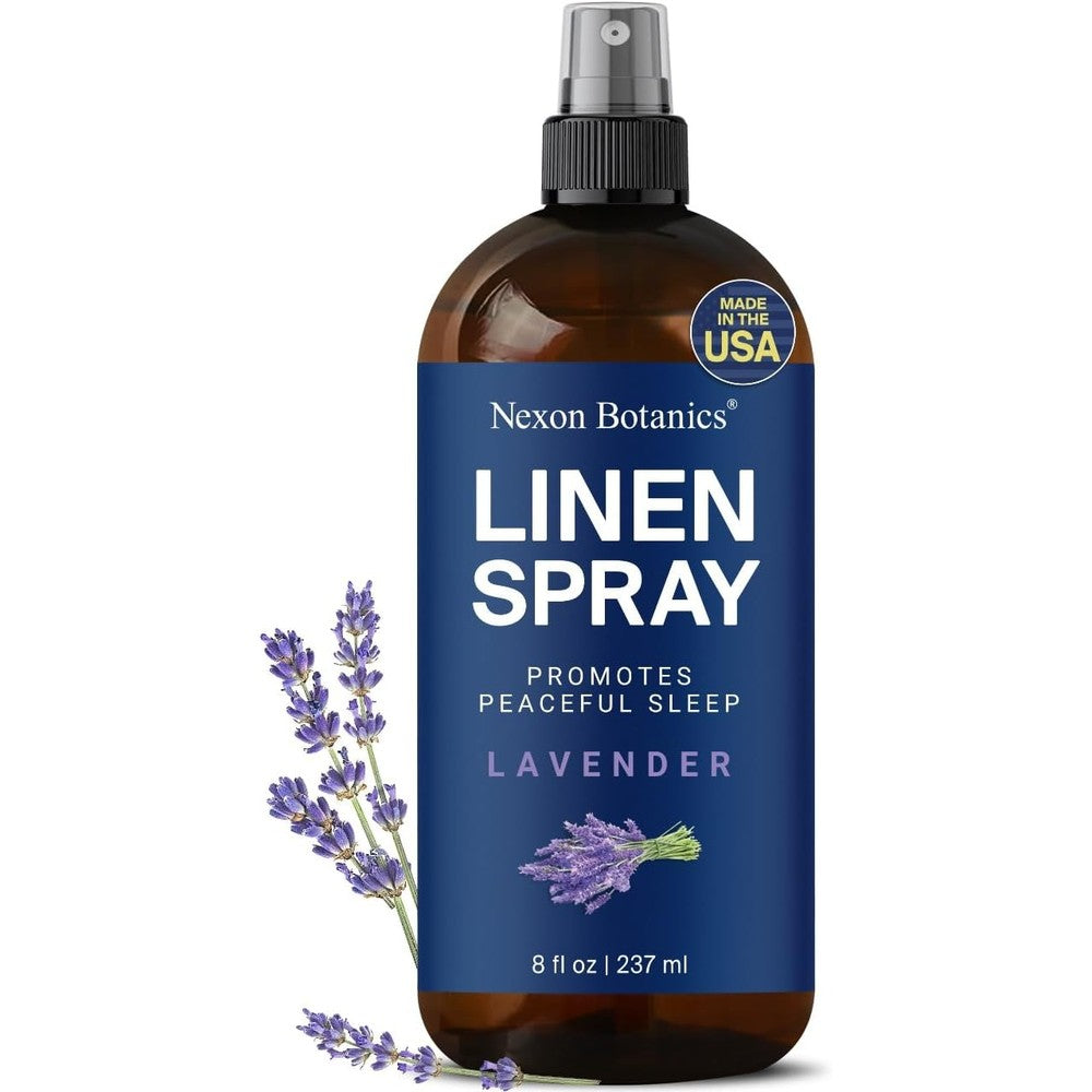 Nexon Botanics Lavender Linen Spray 8 fluid ounce front view for aromatherapy.