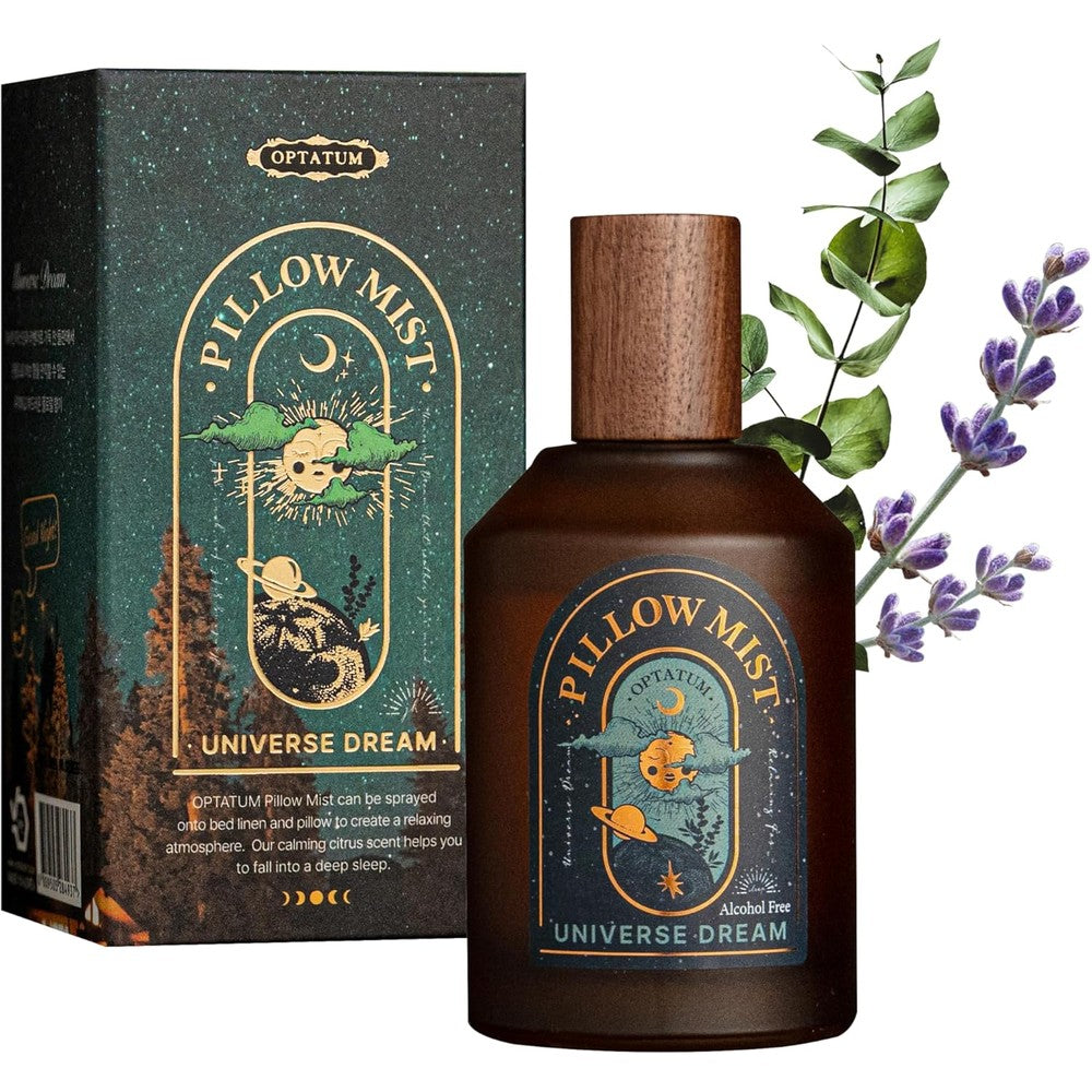 OPTATUM Pillow Mist Universe Dream front view of 100ml bottle for sleep aid