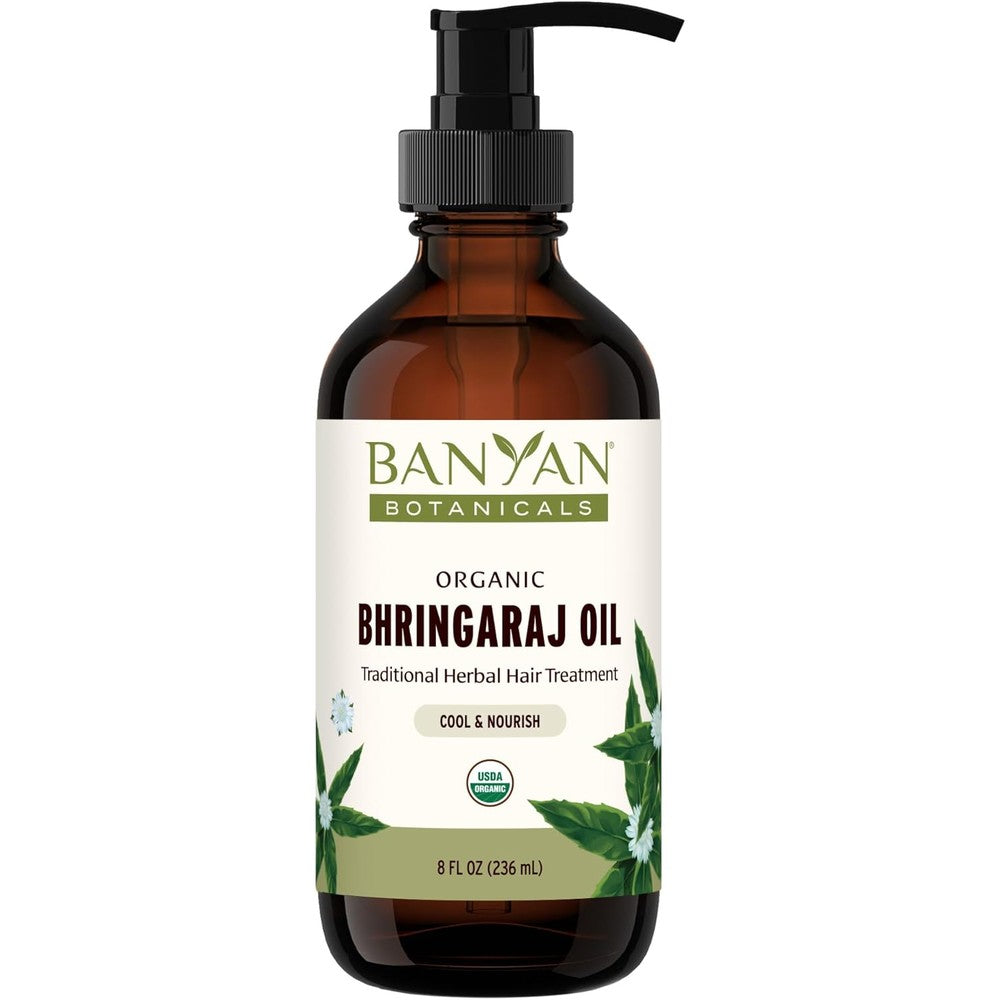 Banyan Botanicals Organic Bhringaraj Oil front view for natural hair growth