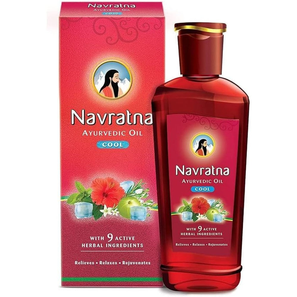 Navratna Ayurvedic Cool Oil 500ml front view for stress relief massage