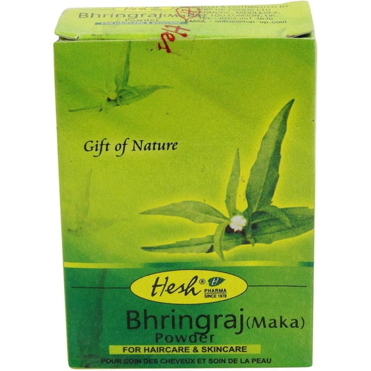 Hesh Pharma Maka Bhringraj Powder 50 grams front view for Ayurvedic hair growth.