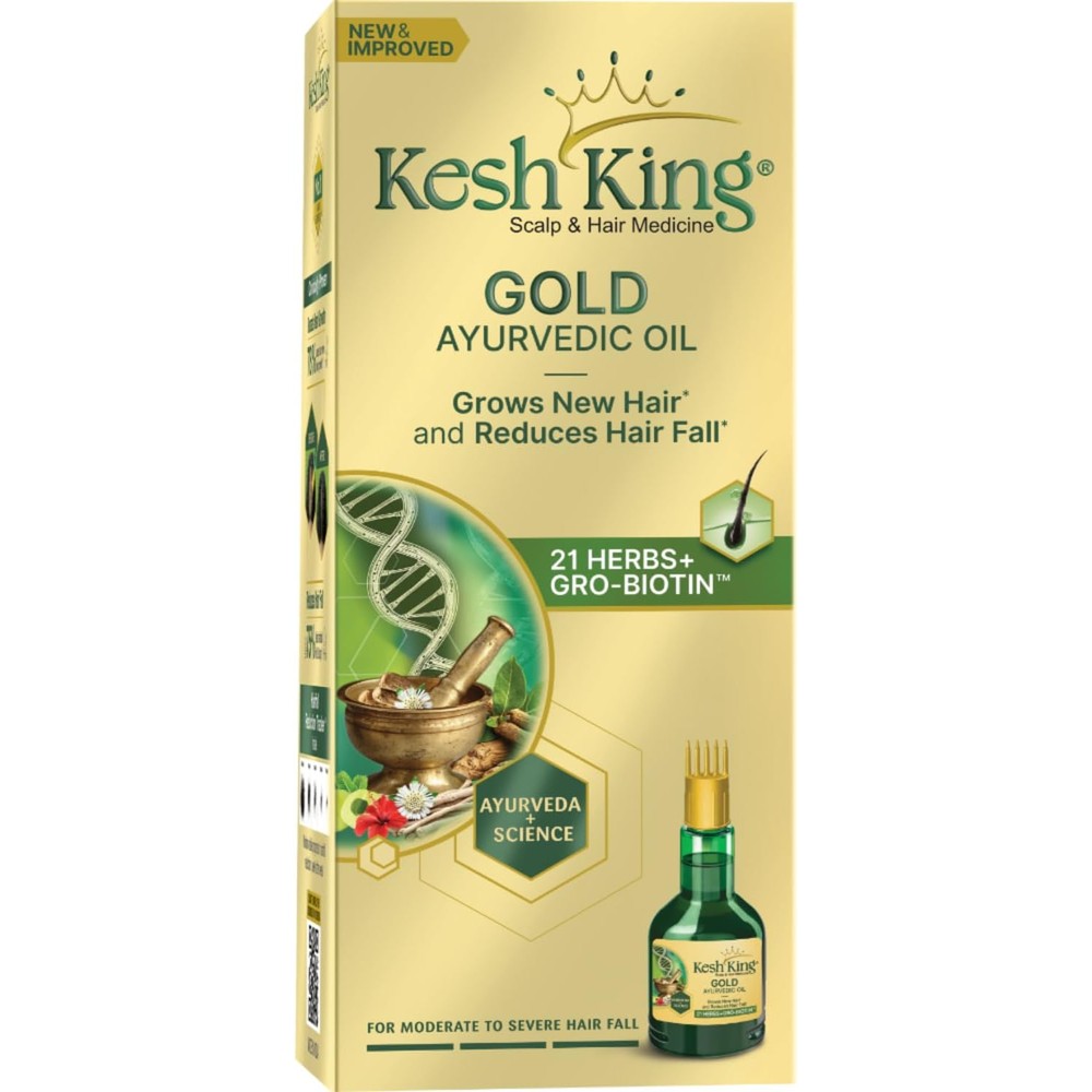 Kesh King Gold Ayurvedic Hair Oil 300ml bottle front view for hair growth.