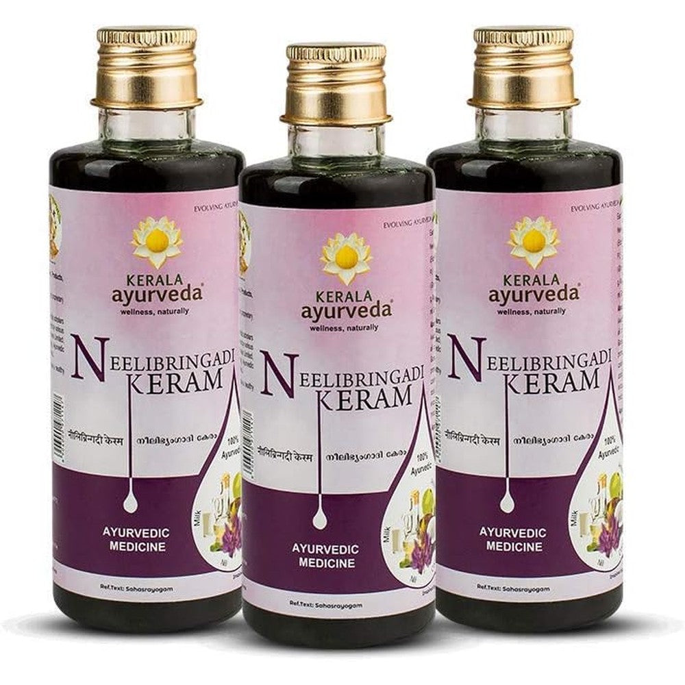 Kerala Ayurveda Neelibringadi Keram Pack of 3 front view authentic hair oil